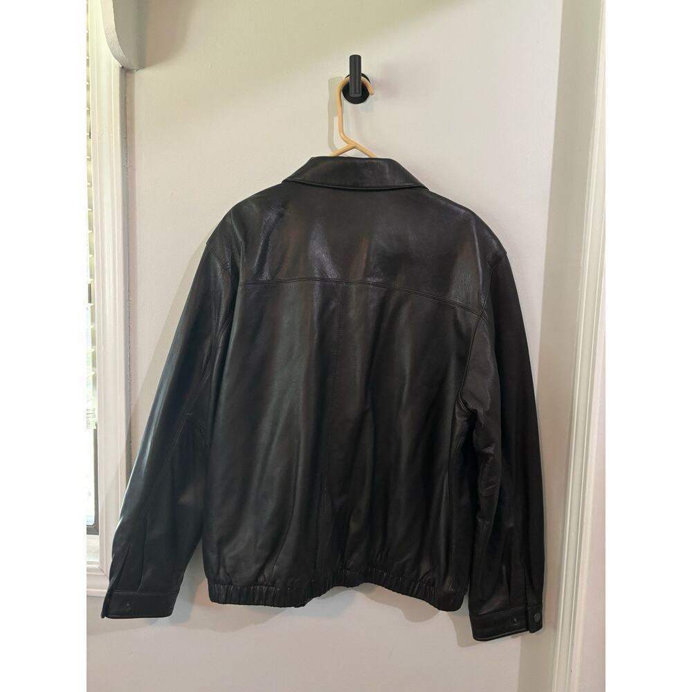 Brandini Lamb Leather Jacket Men Size L Brown Collared Full Zip Bomber Jacket - Picture 4 of 9